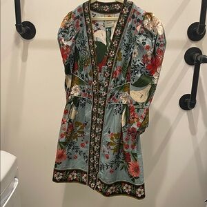 GUC FARM Rio Multicolor Floral Dress with Puff Sleeves size XS